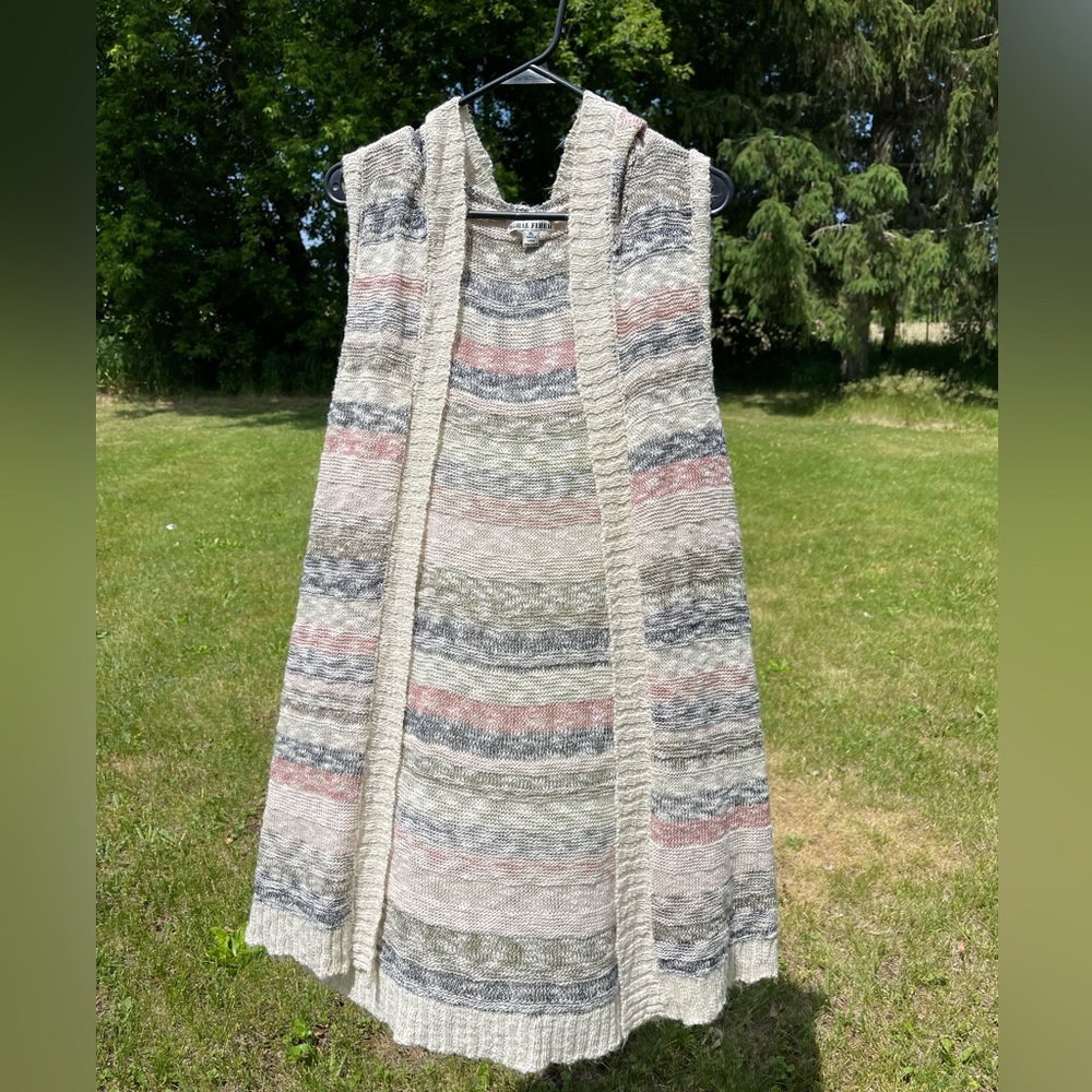 Sleeveless Long Hooded Kimono sz XL